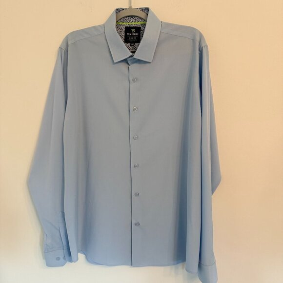 👔 Tom Baine Slim Fit Performance Dress Shirt XXL (18-18.5) – Light Blue - Picture 1 of 5